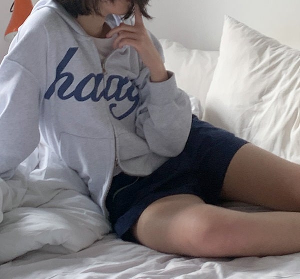 haag 韓国 ネイビー ジップアップフーディ 韓国 haag》a zip-up hoody (navy) ヘイグ フーディ 人気 (haag