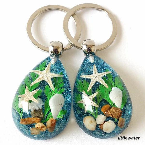 ハワイ　キーホルダー ハワイアン キーホルダー サーフボード型 ブルーハイビスカス