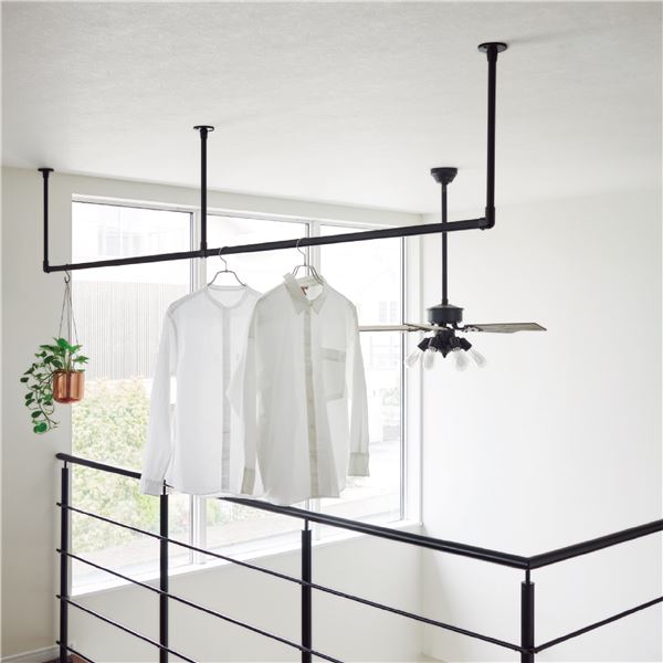 ハンギングバー H-2 天井付けCタイプセット 約278cmx17cm ブラック