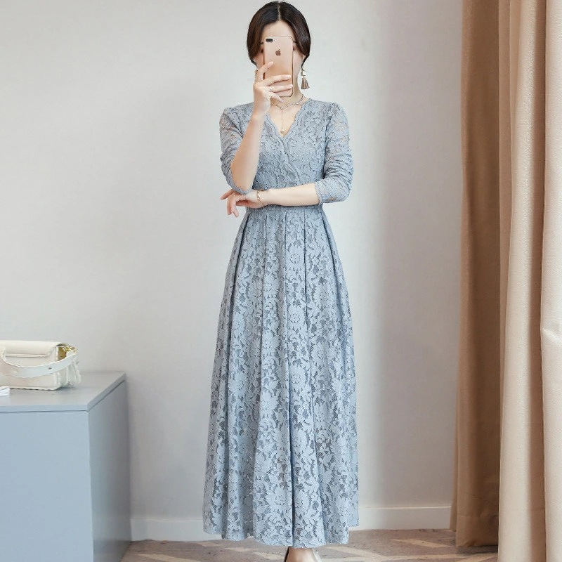 【即納】パーティードレス 結婚式 ワンピース ロング丈 総レース 刺繍 ワンピース パーティードレス ロング 大きいサイズ 入園式 二次会 謝恩会 同窓会 服装 発表会 大人 フォーマル お呼ばれ 長