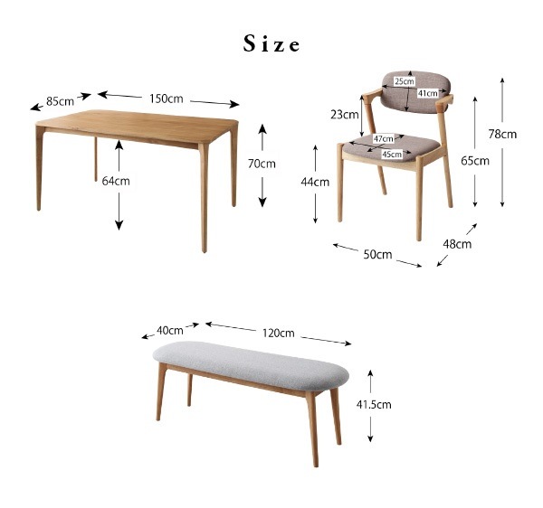 天然木 オーク無垢材 北欧ダイニングシリーズ The North ザ/ノース ベンチ単品 ライトグレー