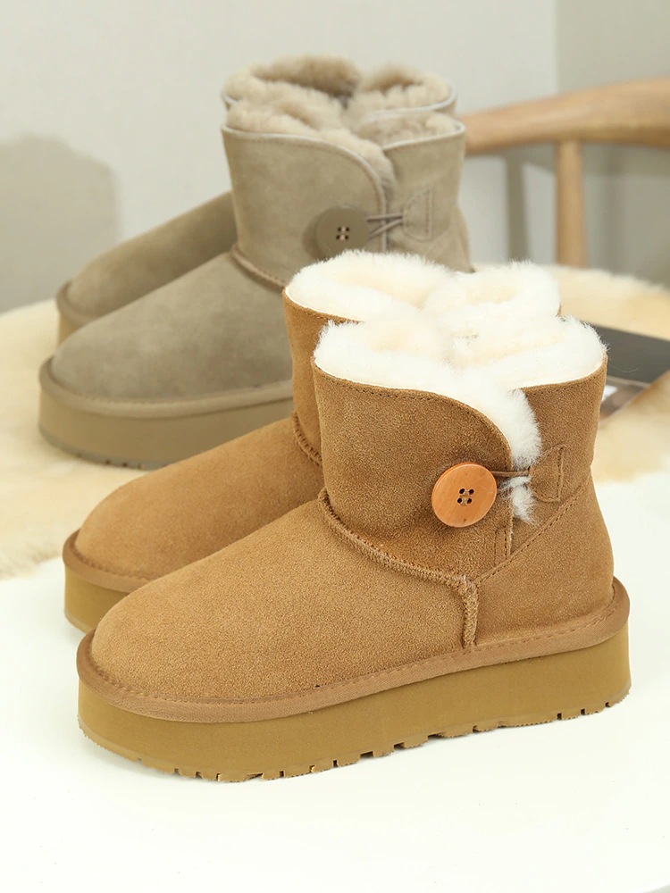 VMT55 韓国 ブーツ 牛革+ウール 厚底ブーツ スノーブーツ ショートブーツ 長靴 ムートンブーツ 厚くて暖かい 本革 裏起毛 ブーツ レディース 冬のブーツ 靴 冬 韓国ファッション シューズ