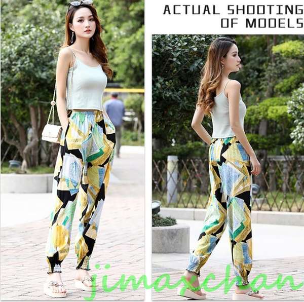 サマー 夏/薄手/タイパンツ ウエストゴム 柄パンツ アラジンパンツ ハーレム エスニック ったり ダンス ロングパンツ 長ズボン サマー 夏/薄手/タイパンツ ウエストゴム 柄パンツ アラジンパンツ ハーレム エスニック ったり ダンス ロングパンツ 長ズボン