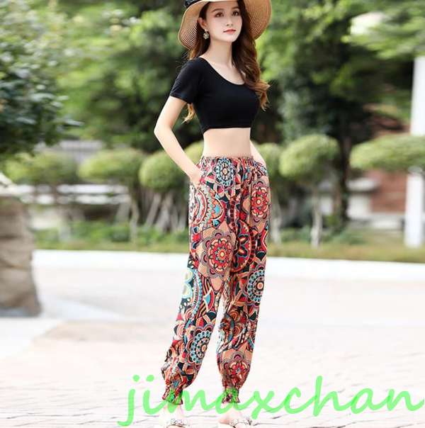 サマー 夏/薄手/タイパンツ ウエストゴム 柄パンツ アラジンパンツ ハーレム エスニック ったり ダンス ロングパンツ 長ズボン サマー 夏/薄手/タイパンツ ウエストゴム 柄パンツ アラジンパンツ ハーレム エスニック ったり ダンス ロングパンツ 長ズボン