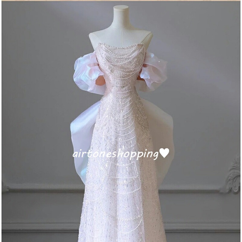 ウェディングドレス オフショルダー ピンク ホワイト パール ビーズ スパンコール 素敵 キレイめ 二次会ドレス 結婚式ドレス ロングドレス ウェディング ドレス 白 Aライン バックリボン オシャレ ウェディングドレス オフショルダー ピンク ホワイト パール ビーズ スパンコール 素敵 キレイめ 二次会ドレス 結婚式ドレス ロングドレス ウェディング ドレス 白 Aライン バックリボン オシャレ