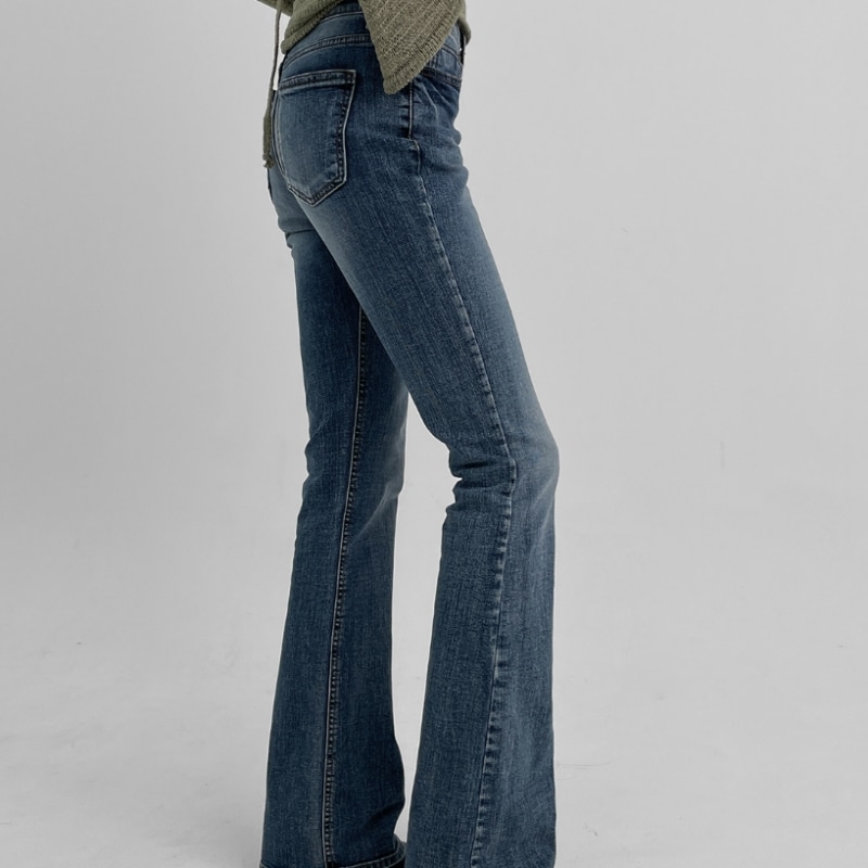 ブラックアップ [MADE] ヒールバーローウエストブーツカットデニムパンツ