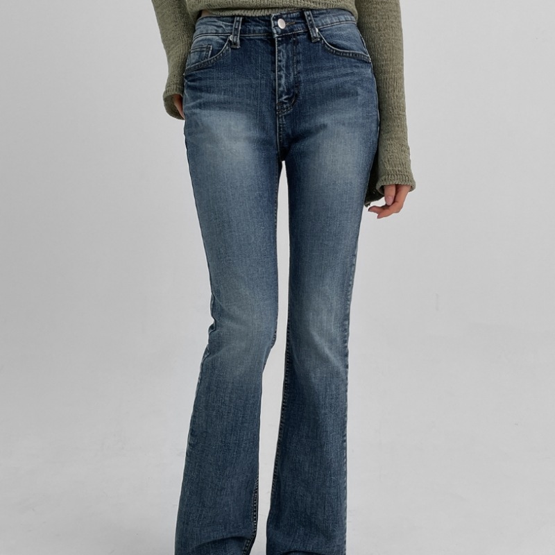 ブラックアップ [MADE] ヒールバーローウエストブーツカットデニムパンツ