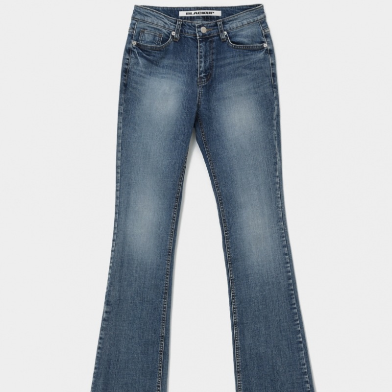 ブラックアップ [MADE] ヒールバーローウエストブーツカットデニムパンツ