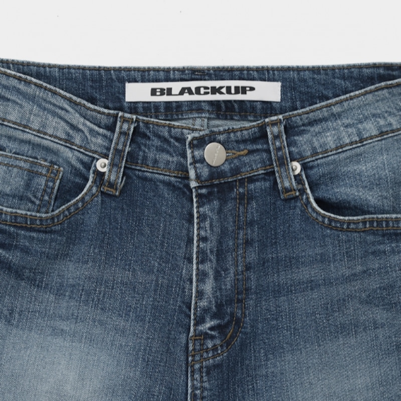 ブラックアップ [MADE] ヒールバーローウエストブーツカットデニムパンツ