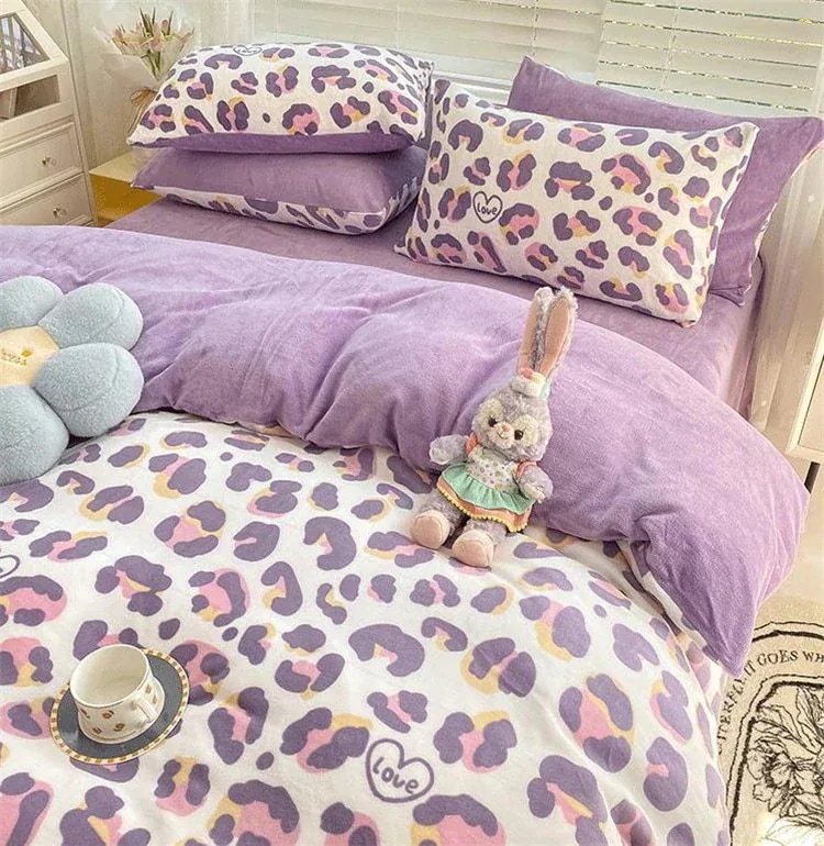 【目玉商品超人気】INSスタイル 寝具 レトロ ヒョウ柄 4点セット シーツ 可愛い 柔らかい 肌にやさしい