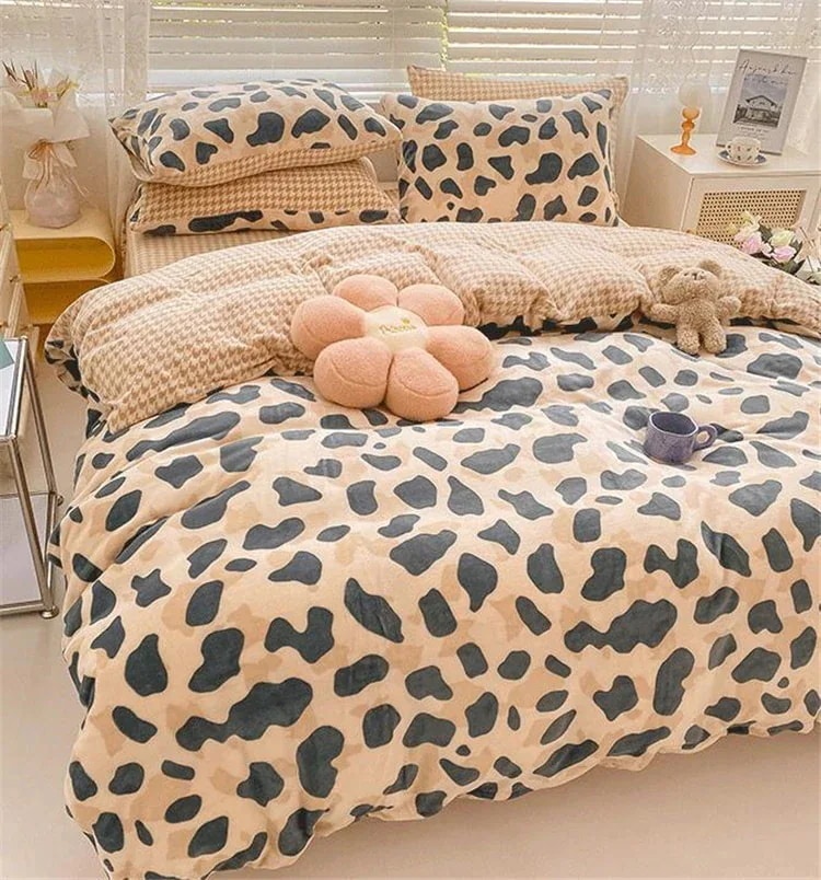 【目玉商品超人気】INSスタイル 寝具 レトロ ヒョウ柄 4点セット シーツ 可愛い 柔らかい 肌にやさしい