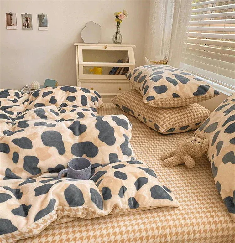 【目玉商品超人気】INSスタイル 寝具 レトロ ヒョウ柄 4点セット シーツ 可愛い 柔らかい 肌にやさしい