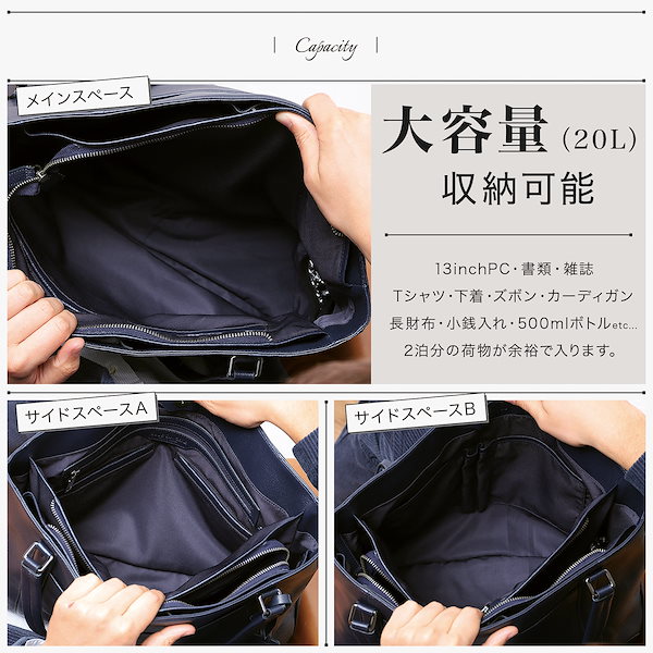 Qoo10] ブルーシンシア 大容量 12ポケット 本革 トートバッグ