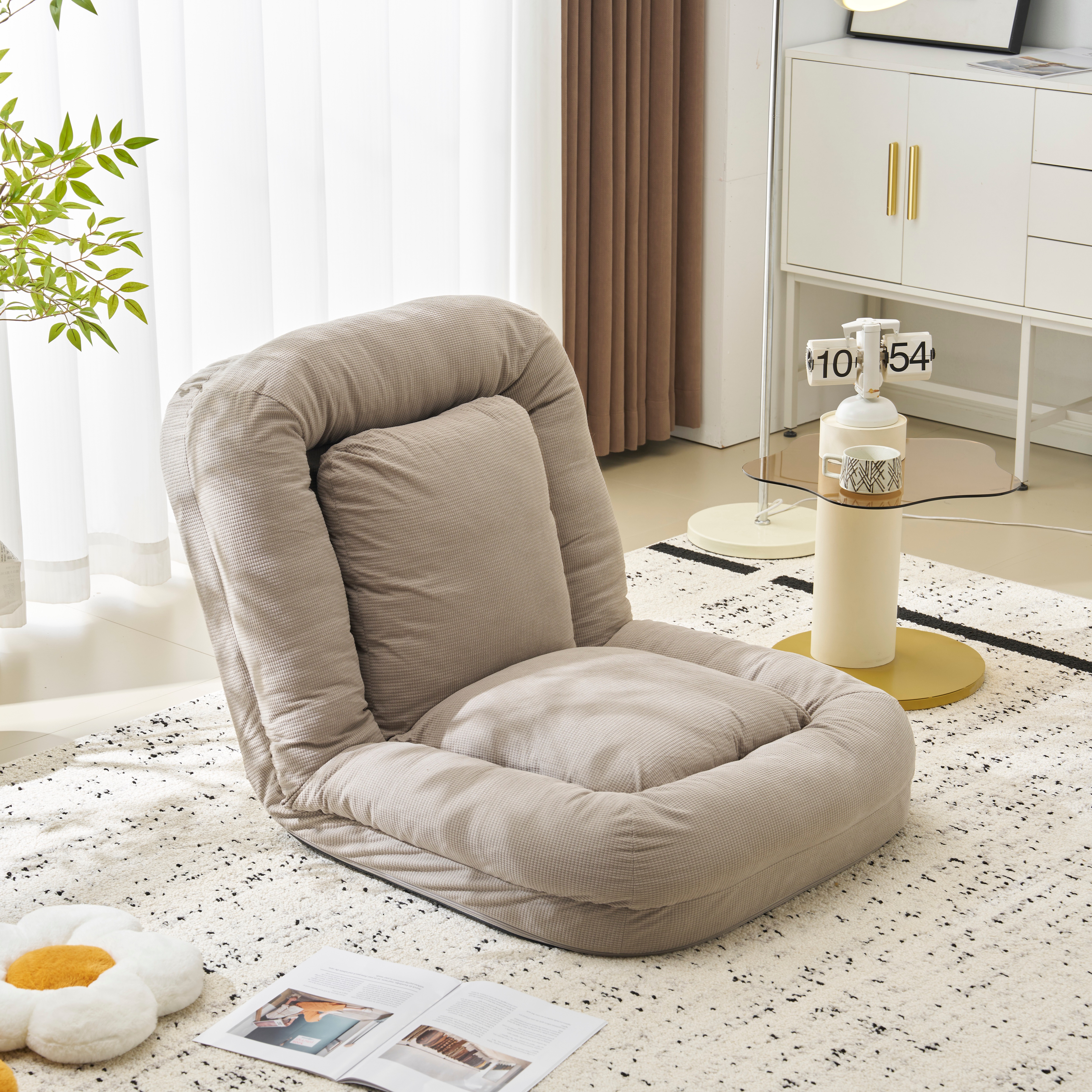 E161人掛けソファー ソファーベッド 座椅子 6段調整可能 3WAY 1人掛け　2人掛け シンプル ベッド 折りたたみ フロアソファー 寝る 座る 可愛い外観 実用性 コンパクト　枕付き 包まれる感