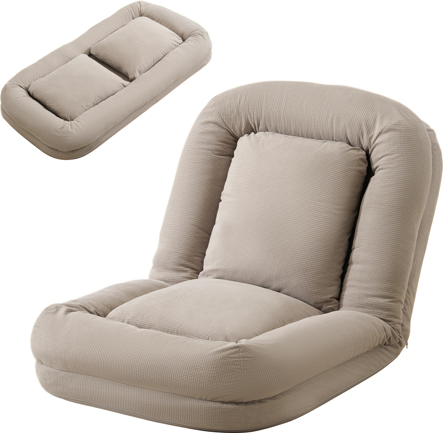 E161人掛けソファー ソファーベッド 座椅子 6段調整可能 3WAY 1人掛け　2人掛け シンプル ベッド 折りたたみ フロアソファー 寝る 座る 可愛い外観 実用性 コンパクト　枕付き 包まれる感