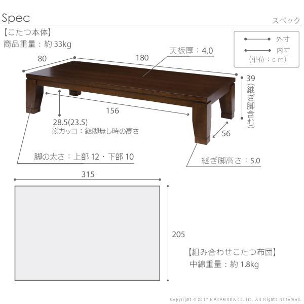 こたつセット 長方形 2点 大判フラットヒーター センターテーブル 国産 北欧柄掛けこたつ布団 180x80cm