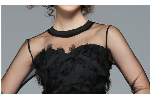 ふんわりシャギー シースルー フリンジ レース フレアドレス ミディアム 結婚式 パーティー 二次会 ふんわりシャギー シースルー フリンジ レース フレアドレス ミディアム 結婚式 パーティー 二次会