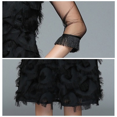 ふんわりシャギー シースルー フリンジ レース フレアドレス ミディアム 結婚式 パーティー 二次会 ふんわりシャギー シースルー フリンジ レース フレアドレス ミディアム 結婚式 パーティー 二次会