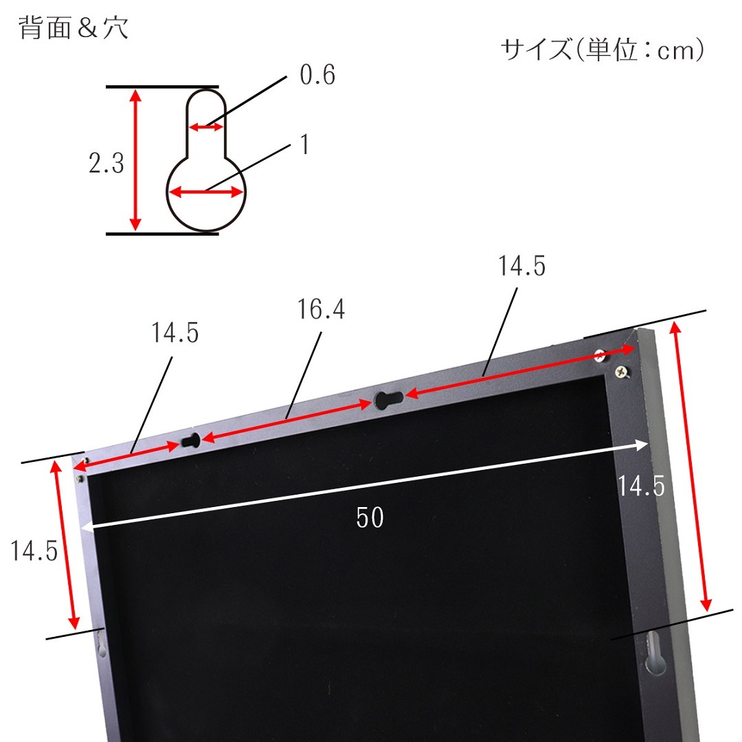 ミラー面が大きいスタンドミラー ゴールド／鏡 壁掛け 全身 アルミフレーム 幅50cm 飛散防止加工