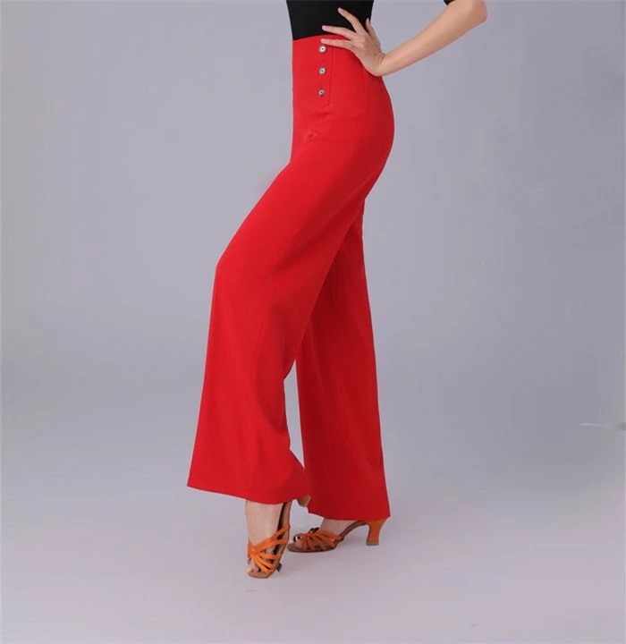 ダンスパンツ レディース ワイド パンツ ラテンダンスパンツ モダン 社交ダンス 練習着 ロング 薄手 ゆったり 長ズボン ダンス ボトムス 演出服 着痩せ 大きいサイズ有 赤 黒 白Ｓ-3XL