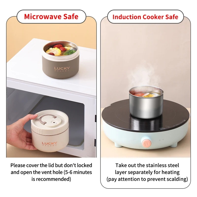 3日以内出荷：Worthbuyお弁当箱セットポータブル保温弁当容器断熱バッグ付き18/8ステンレス鋼サーマルフードコンテナ