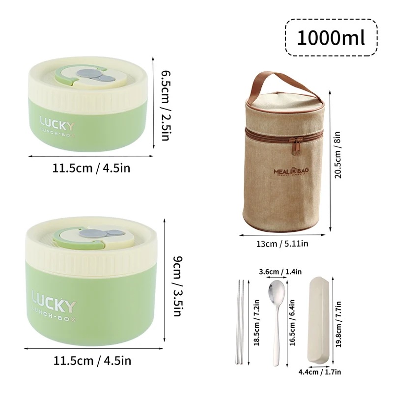 3日以内出荷：Worthbuyお弁当箱セットポータブル保温弁当容器断熱バッグ付き18/8ステンレス鋼サーマルフードコンテナ