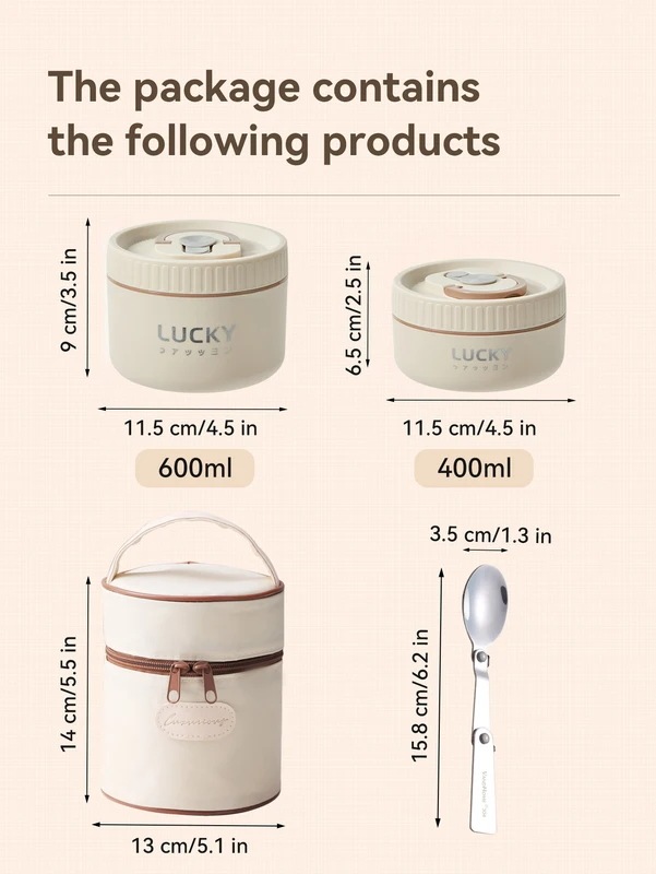 3日以内出荷：Worthbuyお弁当箱セットポータブル保温弁当容器断熱バッグ付き18/8ステンレス鋼サーマルフードコンテナ