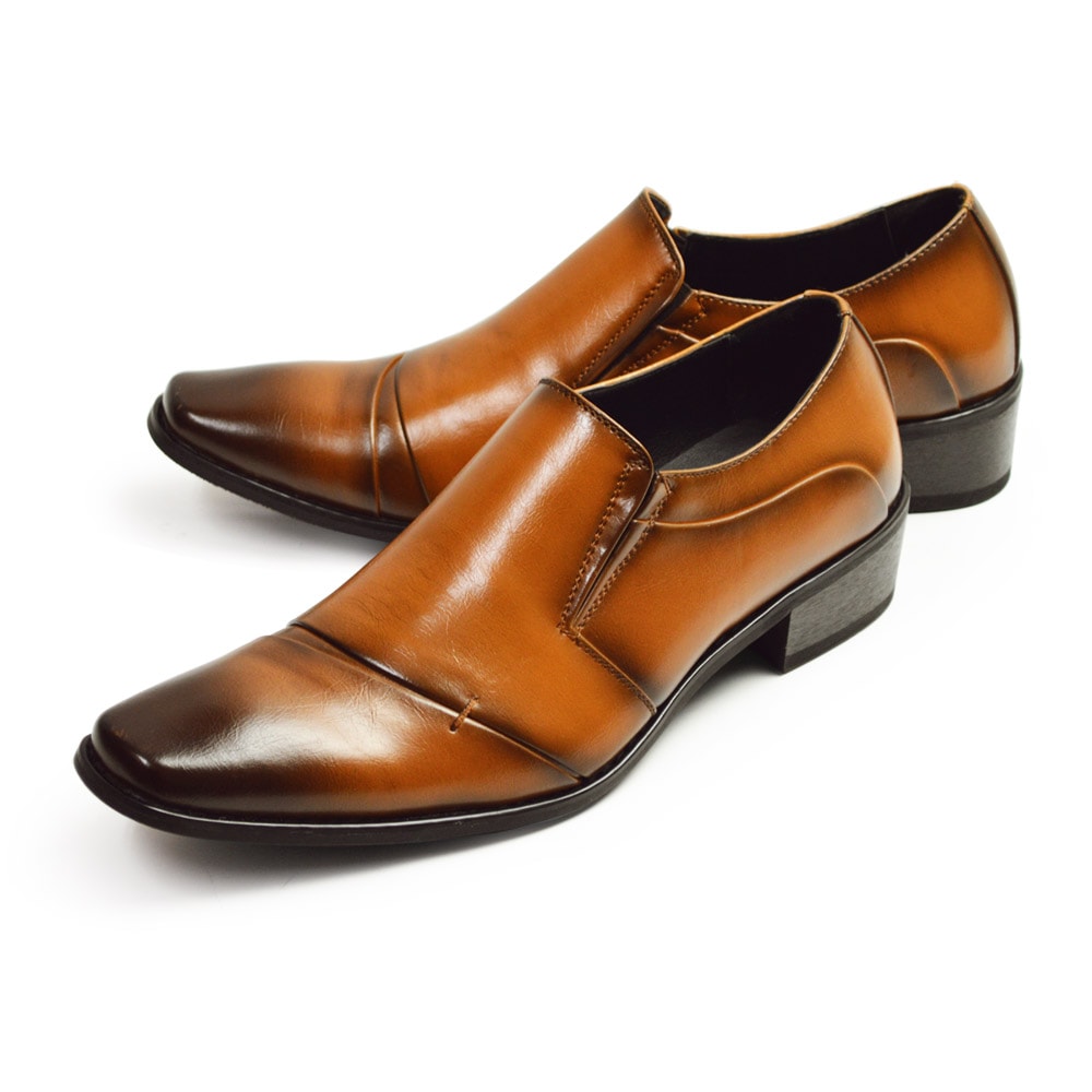 ビジネスシューズ 靴 メンズ ビジネス メンズ スクエアトゥ スリッポン ビジネスシューズ 革靴 脚長 イタリアンデザイン 紳士靴 靴 メンズ 通勤 シークレットシューズ ze2011