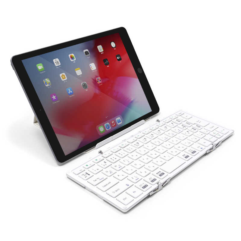 MOBO　折りたたみキーボード (iOS/iPadOS/mac/Win) ［有線・ワイヤレス /USB］ シルバー・ホワイト　AM-K2TF83J/SLW
