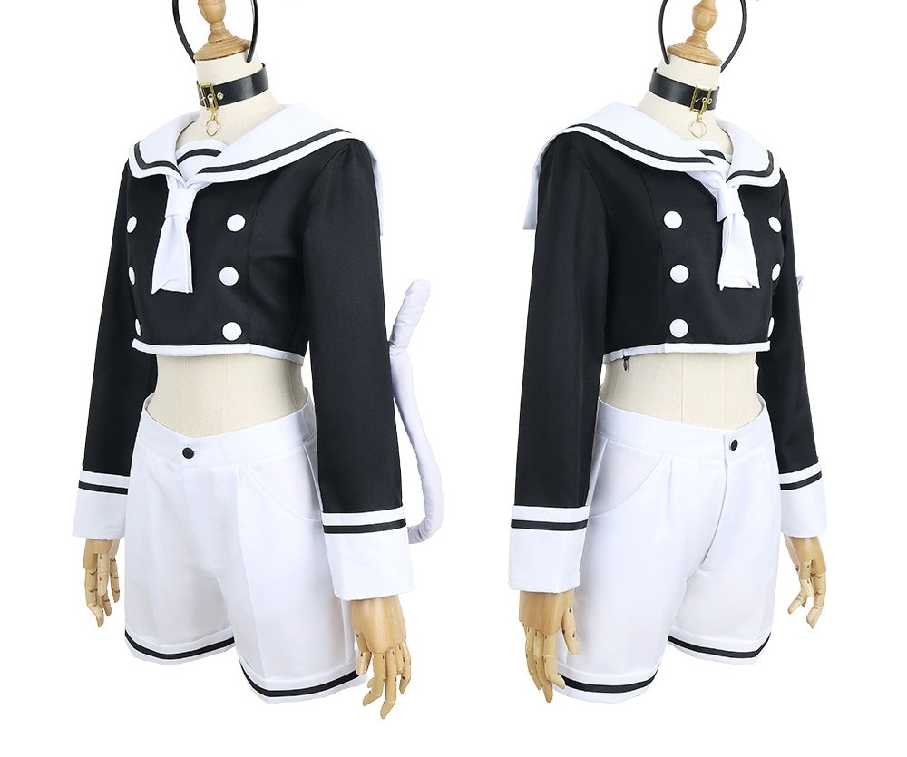 衣装+耳+尻尾+靴下 ハロウィン コスチューム YouTuber バーチャル セットアップ コスプレ 猫又おかゆ 7点セット 衣装+耳+尻尾+靴下 ハロウィン コスチューム YouTuber バーチャル セットアップ コスプレ 猫又おかゆ 7点セット