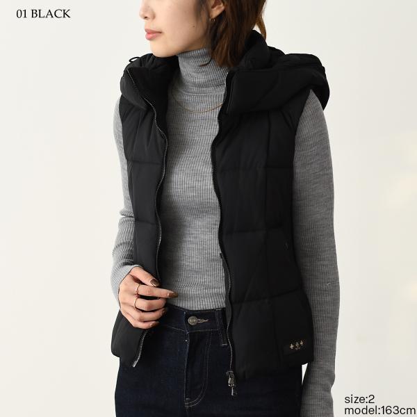 アウター ダウンベスト ZALAGA ザラガ LTAT24A4874 D レディース ブラック ナイロン フード ブロックステッチ 秋冬