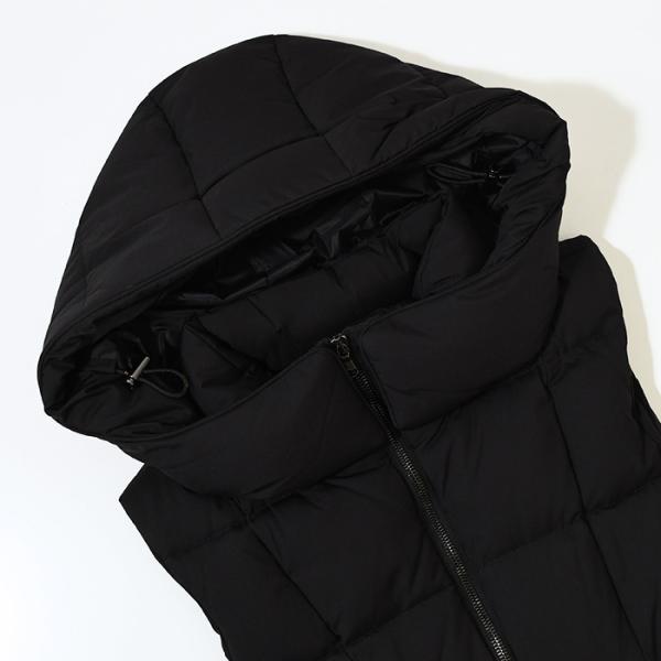 アウター ダウンベスト ZALAGA ザラガ LTAT24A4874 D レディース ブラック ナイロン フード ブロックステッチ 秋冬