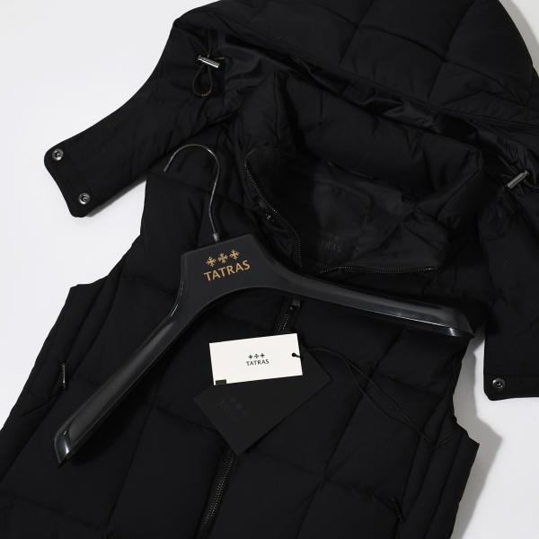 アウター ダウンベスト ZALAGA ザラガ LTAT24A4874 D レディース ブラック ナイロン フード ブロックステッチ 秋冬