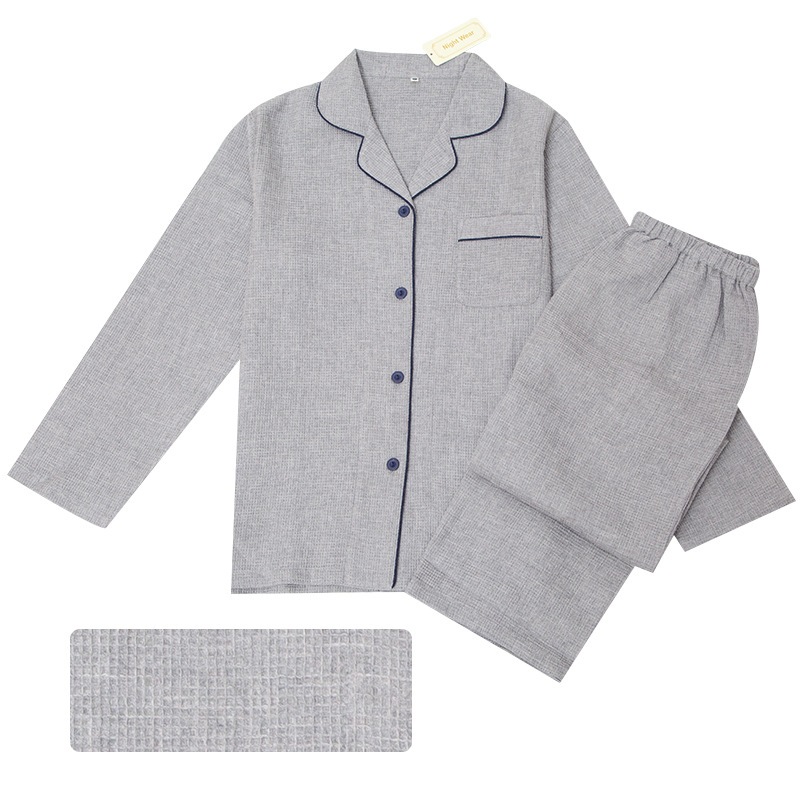 春と秋のワッフルパジャマ印刷されていない日本のレディースコットンカップルパジャマピュアコットンメンズ 母の日-0009718 春と秋のワッフルパジャマ印刷されていない日本のレディースコットンカップルパジャマピュアコットンメンズ 母の日-0009718