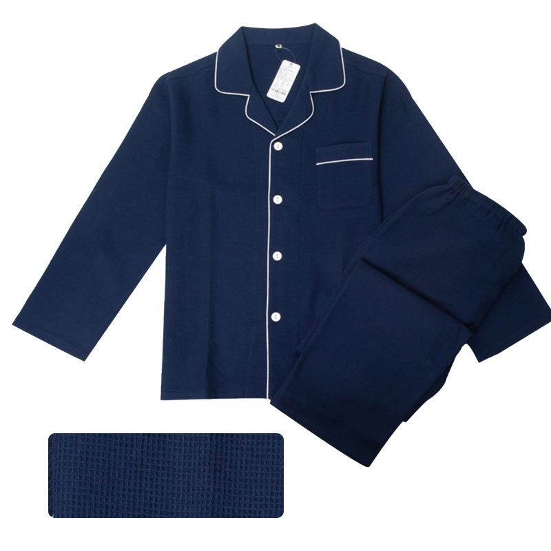 春と秋のワッフルパジャマ印刷されていない日本のレディースコットンカップルパジャマピュアコットンメンズ 母の日-0009718 春と秋のワッフルパジャマ印刷されていない日本のレディースコットンカップルパジャマピュアコットンメンズ 母の日-0009718