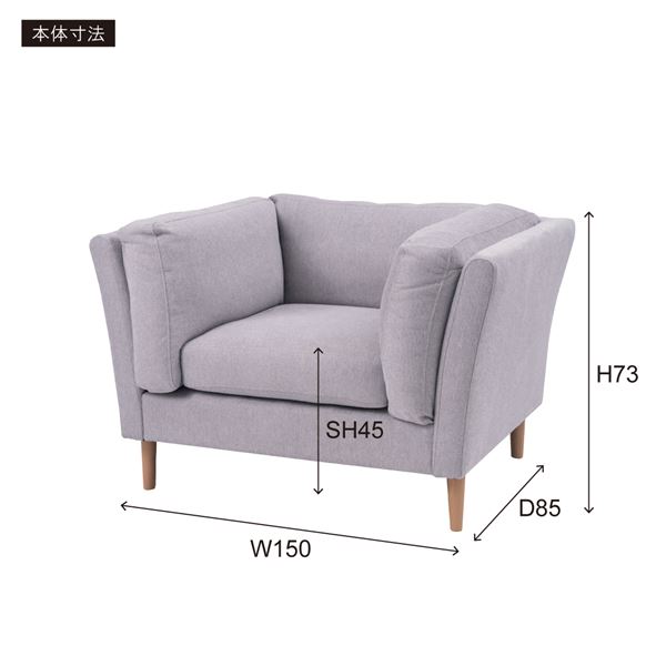 ソファ 1人掛け 約W105xD85xH73xSH45cm ダークグレー 組立品