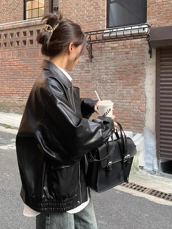 Qoo10] 超安值ライダースジャケット ブラウン レ