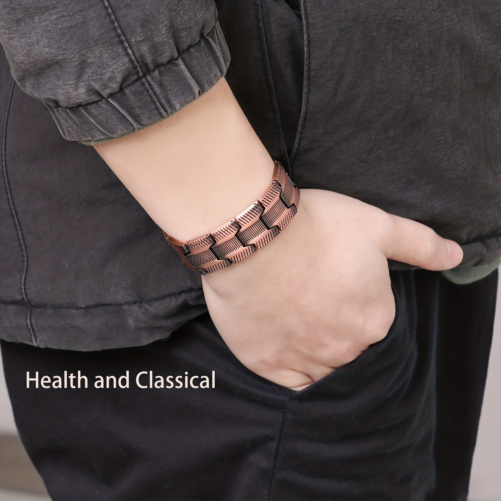 純銅製ジュエリー 純銅磁気ブレスレット エネルギーマグネット付き 磁気ブレスレット ストレス解消 減量 痩身 健康エネルギー 高磁石 瞑想 ヨガ 磁気リング 3列ネオジム磁石付き 長さ調節可能