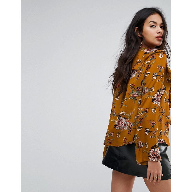 ミスガイデッド レディース トップス ブラウス・シャツ【Missguided Floral Print Ruffle Blouse】Mustard ミスガイデッド レディース トップス ブラウス・シャツ【Missguided Floral Print Ruffle Blouse】Mustard