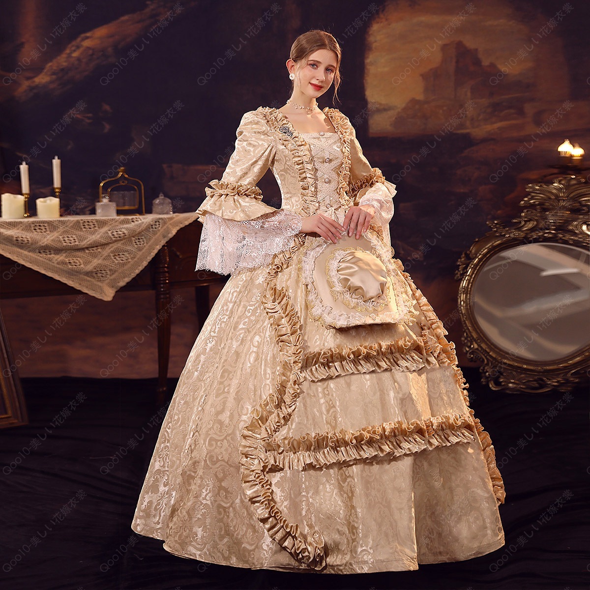 ドレス レディース ロングドレス 貴族ドレス 中世ヨーロッパ お姫様 プリンセスドレス カラードレス長袖 フリル アンブレラスリーブ 華やか ボリューム ゴージャ-75