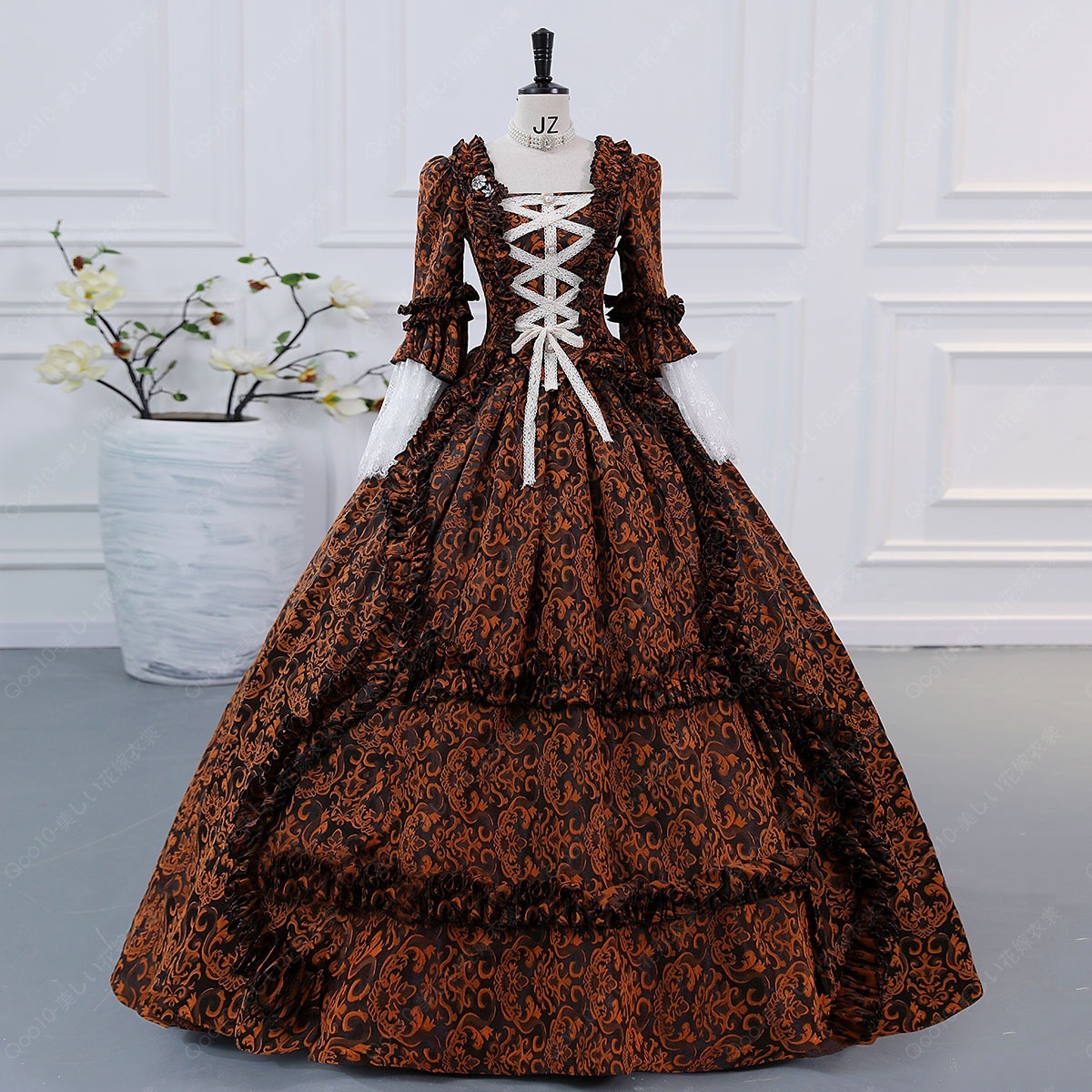 ドレス レディース ロングドレス 貴族ドレス 中世ヨーロッパ お姫様 プリンセスドレス カラードレス長袖 フリル アンブレラスリーブ 華やか ボリューム ゴージャ-75