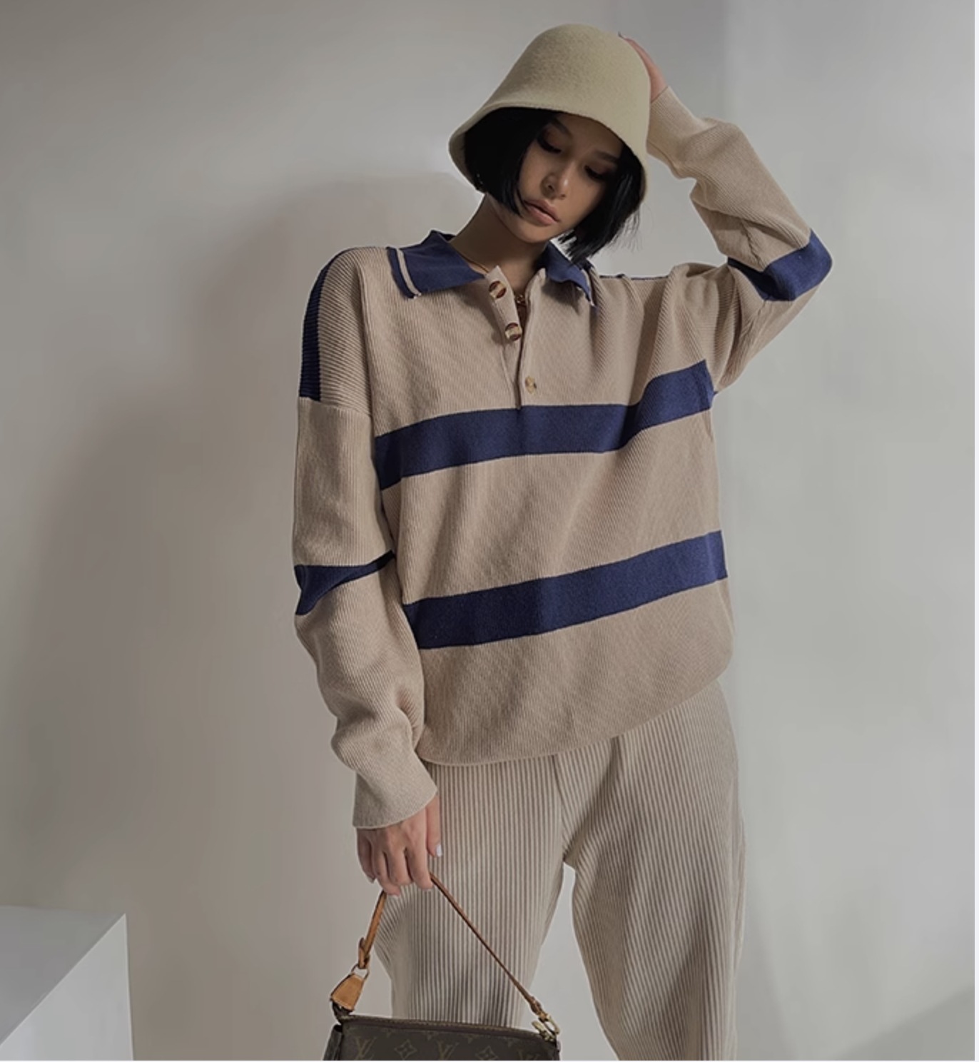 ポロシャツ トップス セーター ニット 長袖 襟付き シンプル カジュアル おしゃれ かっこいい こなれ感 ラフ メンズライク マニッシュ ボーイッシュ スポーティー ルーズ クール ボーダー シマ ポロシャツ トップス セーター ニット 長袖 襟付き シンプル カジュアル おしゃれ かっこいい こなれ感 ラフ メンズライク マニッシュ ボーイッシュ スポーティー ルーズ クール ボーダー シマ