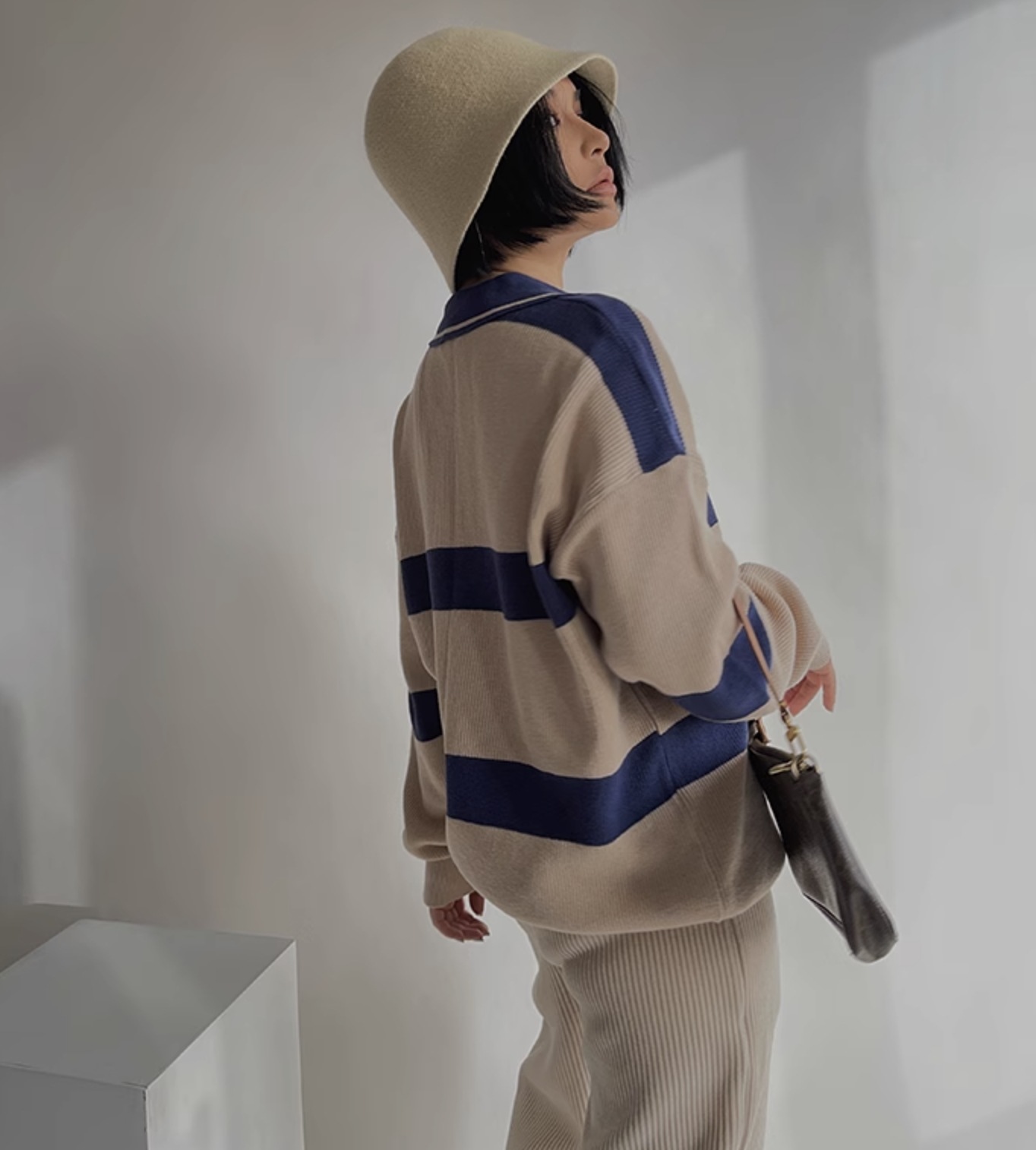 ポロシャツ トップス セーター ニット 長袖 襟付き シンプル カジュアル おしゃれ かっこいい こなれ感 ラフ メンズライク マニッシュ ボーイッシュ スポーティー ルーズ クール ボーダー シマ ポロシャツ トップス セーター ニット 長袖 襟付き シンプル カジュアル おしゃれ かっこいい こなれ感 ラフ メンズライク マニッシュ ボーイッシュ スポーティー ルーズ クール ボーダー シマ