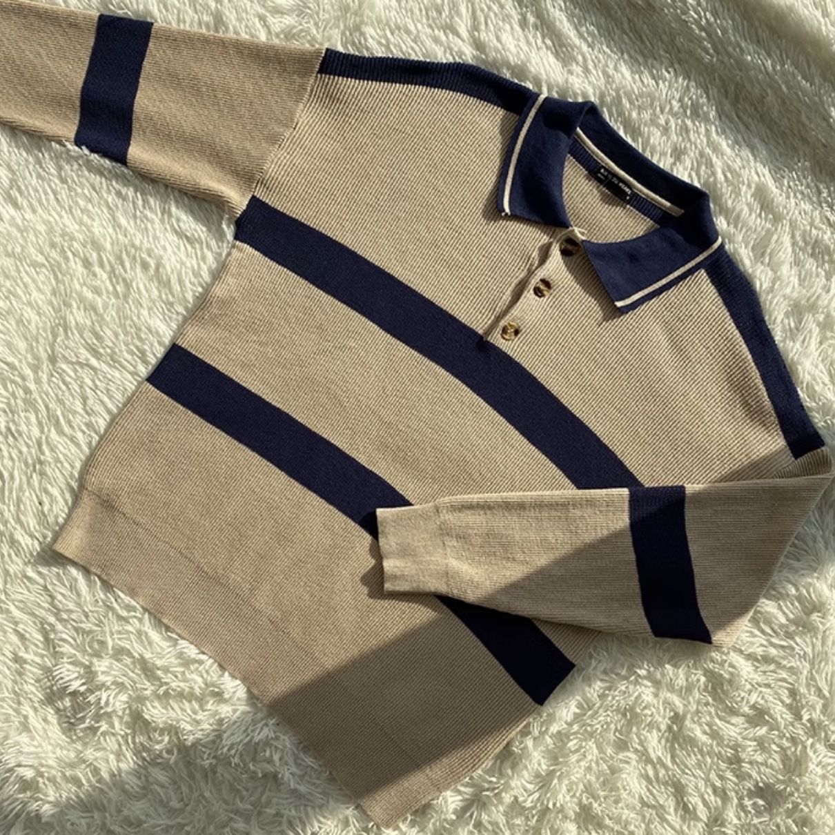 ポロシャツ トップス セーター ニット 長袖 襟付き シンプル カジュアル おしゃれ かっこいい こなれ感 ラフ メンズライク マニッシュ ボーイッシュ スポーティー ルーズ クール ボーダー シマ ポロシャツ トップス セーター ニット 長袖 襟付き シンプル カジュアル おしゃれ かっこいい こなれ感 ラフ メンズライク マニッシュ ボーイッシュ スポーティー ルーズ クール ボーダー シマ