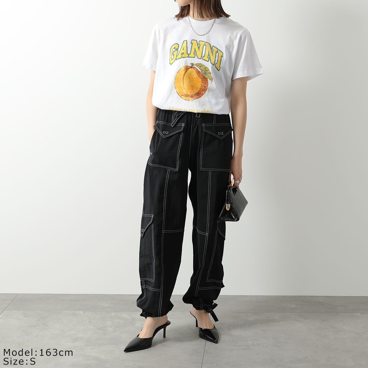 GANNI ガニー 半袖 Tシャツ Basic Jersey Peach Flower Relaxed T-shirt T3529 T3533 3575 レディ GANNI ガニー 半袖 Tシャツ Basic Jersey Peach Flower Relaxed T-shirt T3529 T3533 3575 レディ