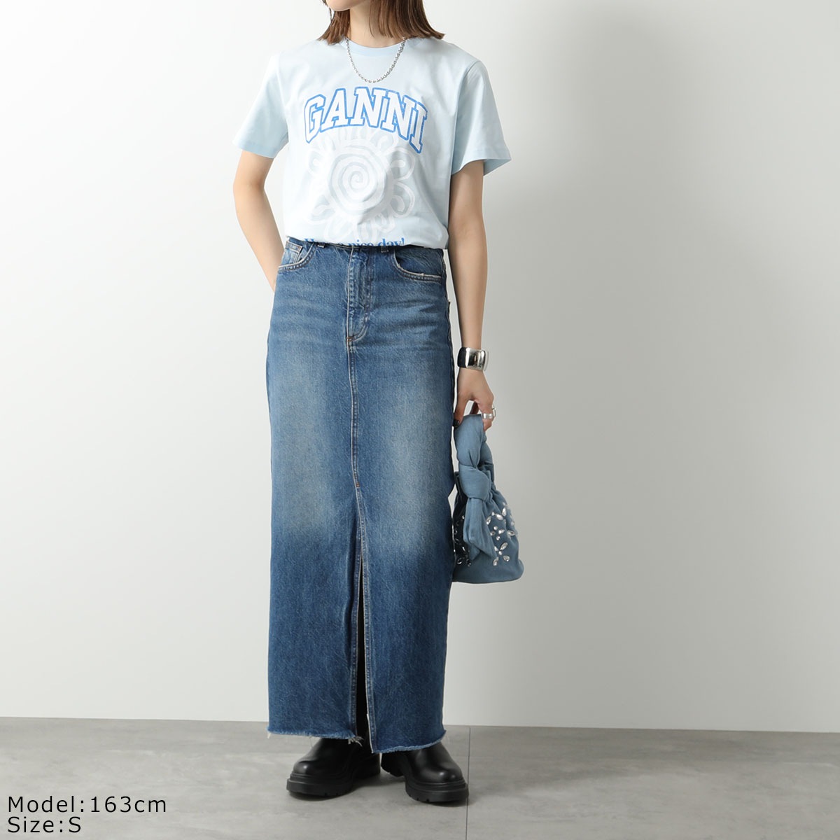 GANNI ガニー 半袖 Tシャツ Basic Jersey Peach Flower Relaxed T-shirt T3529 T3533 3575 レディ GANNI ガニー 半袖 Tシャツ Basic Jersey Peach Flower Relaxed T-shirt T3529 T3533 3575 レディ