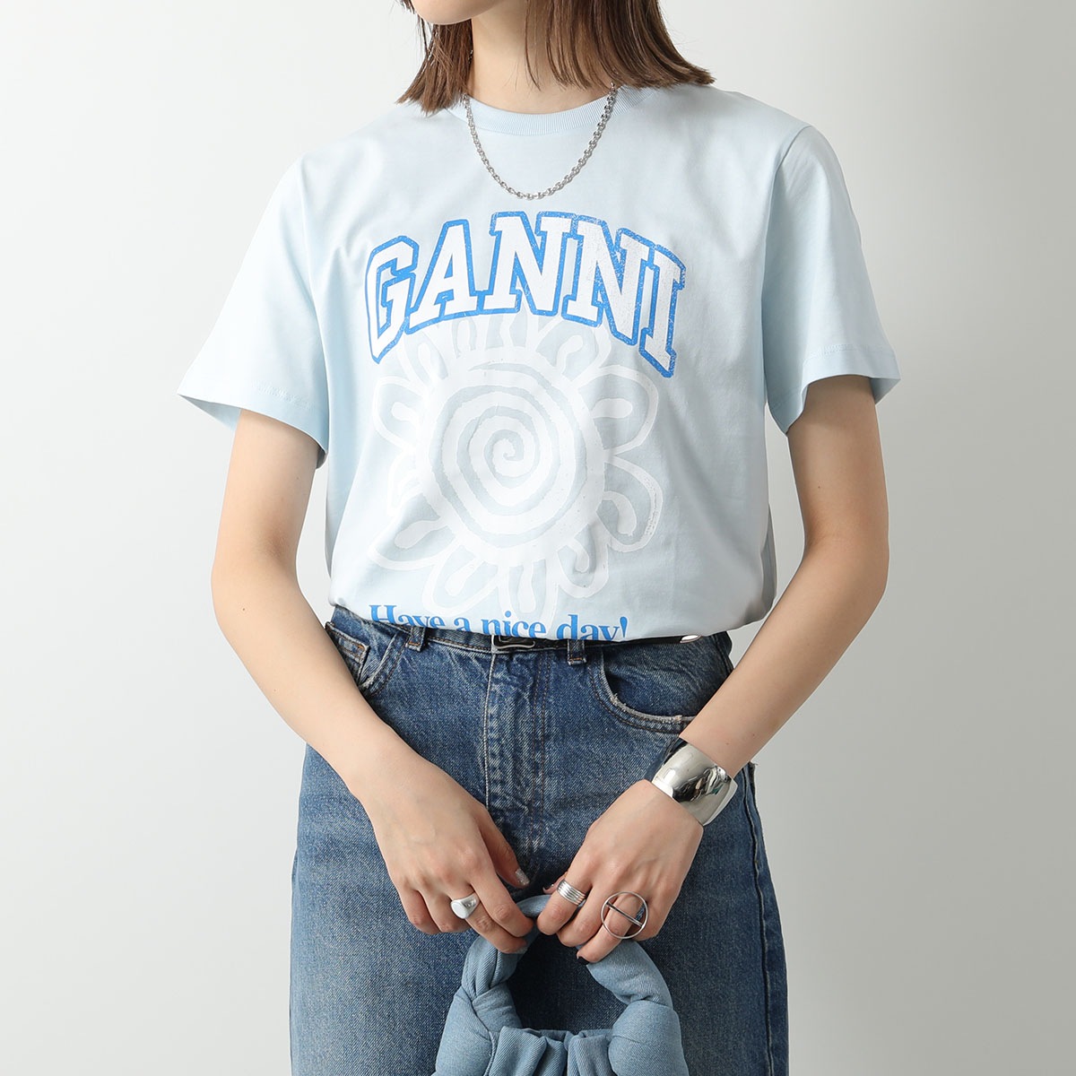 GANNI ガニー 半袖 Tシャツ Basic Jersey Peach Flower Relaxed T-shirt T3529 T3533 3575 レディ GANNI ガニー 半袖 Tシャツ Basic Jersey Peach Flower Relaxed T-shirt T3529 T3533 3575 レディ
