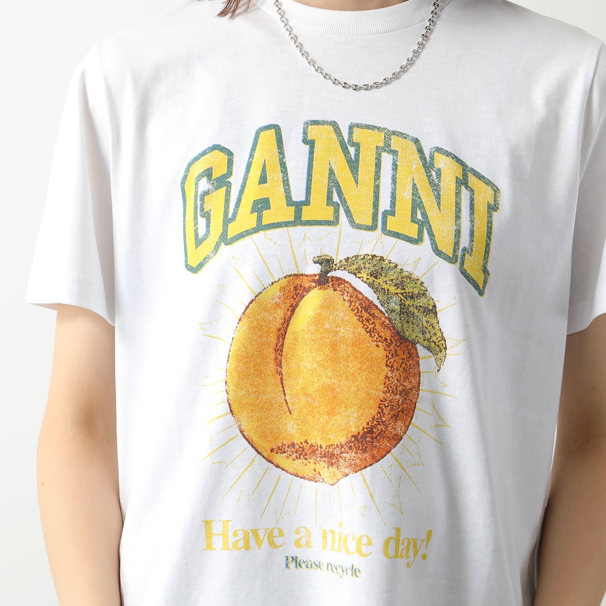 GANNI ガニー 半袖 Tシャツ Basic Jersey Peach Flower Relaxed T-shirt T3529 T3533 3575 レディ GANNI ガニー 半袖 Tシャツ Basic Jersey Peach Flower Relaxed T-shirt T3529 T3533 3575 レディ