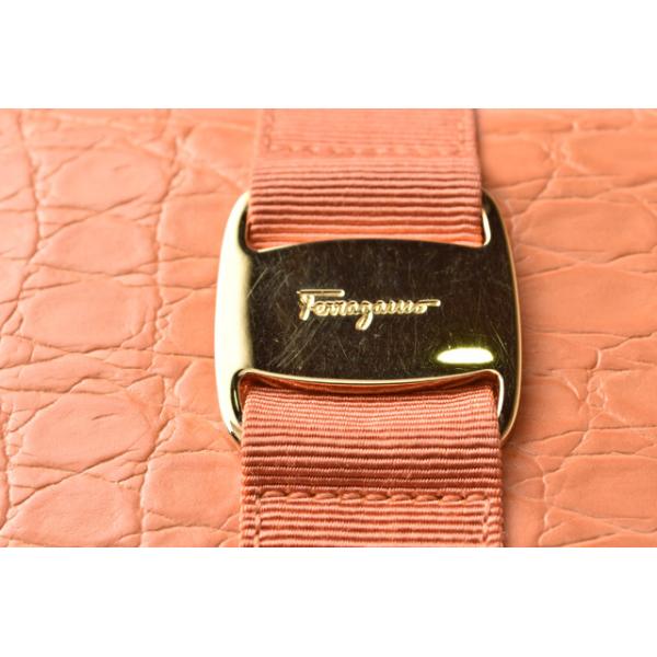 財布 Salvatore Ferragamo 長財布 クロコダイル型押しレザー コーラルオレンジ