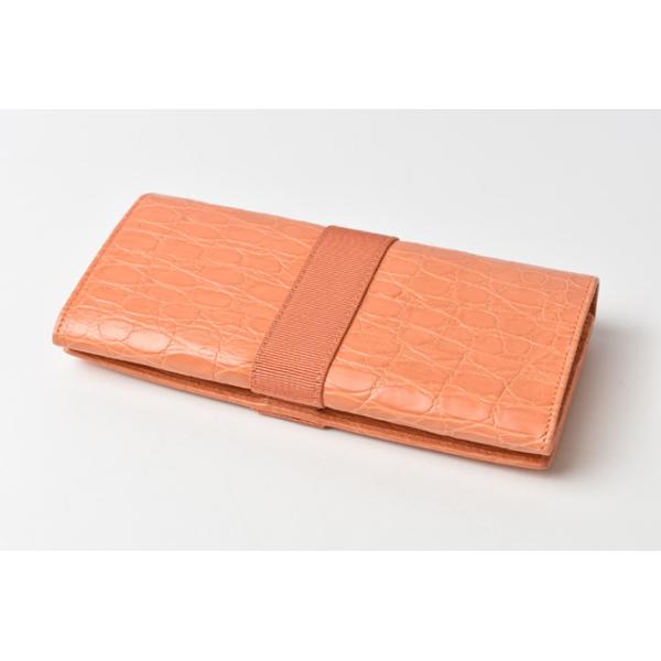 財布 Salvatore Ferragamo 長財布 クロコダイル型押しレザー コーラルオレンジ